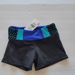 California Kisses girls blue black laser cut swimming shorts size M 7-8